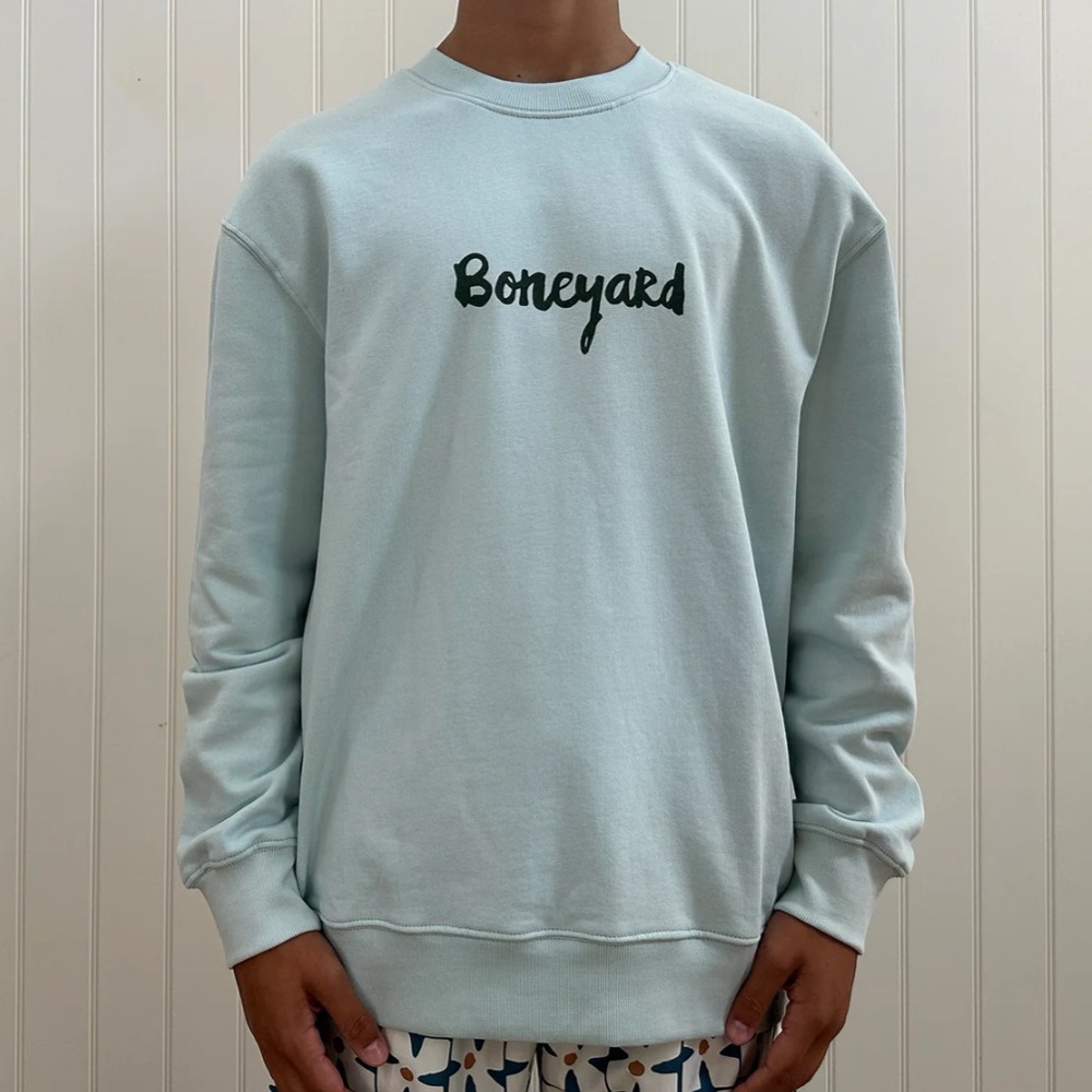 Boneyard Script Logo Crewneck Sweatshirt Mineral Blue